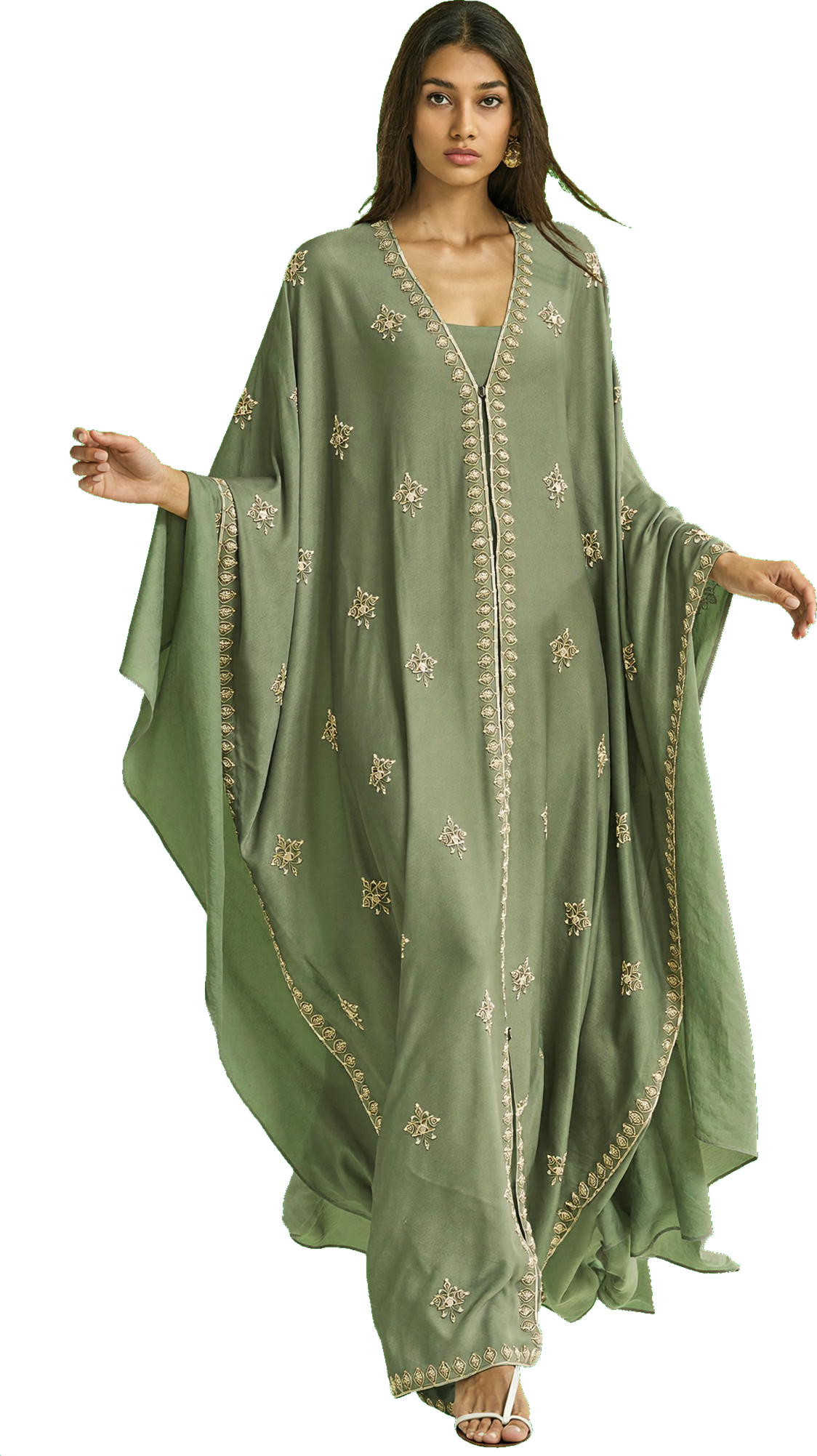ARAAF Sage Laila kaftan model transparent cutout